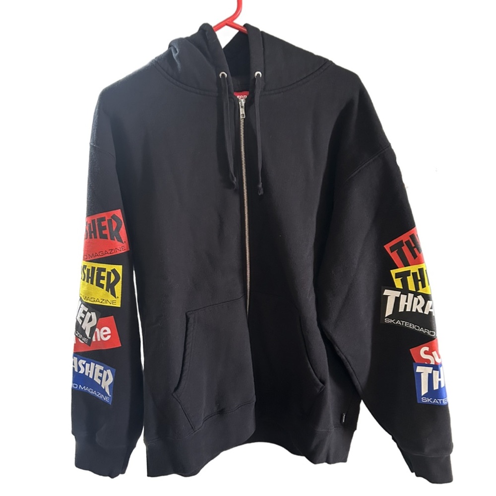 SupremeXThrasher Black Zip-Up Hoodie